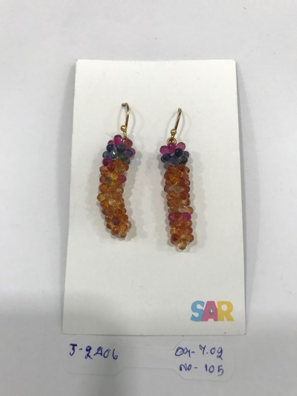 Victorian Jewelry, Silver Diamond Earring With Rose Cut Diamond, And Sapphire Stone Studded In 925 Sterling Silver, Gold Plating. J-2406