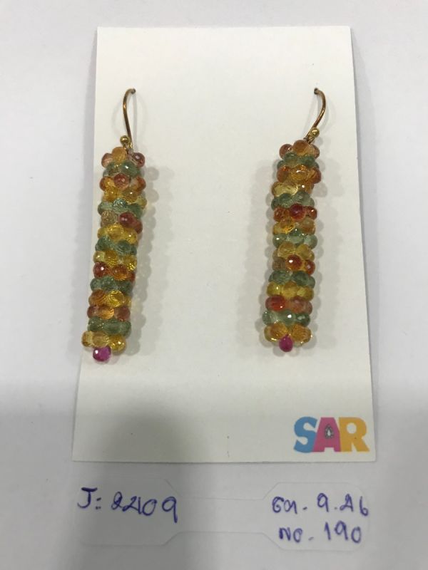 Victorian Jewelry, Silver Diamond Earring With Rose Cut Diamond, And Sapphire Stone Studded In 925 Sterling Silver, Gold Plating. J-2409