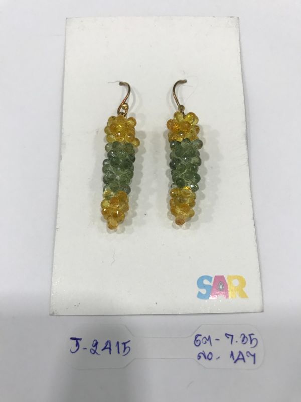 Victorian Jewelry, Silver Diamond Earring With Rose Cut Diamond, And Sapphire Stone Studded In 925 Sterling Silver, Gold Plating. J-2415