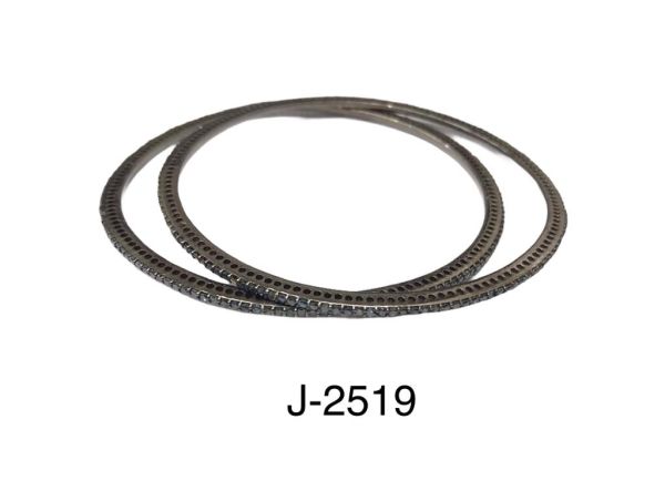  925 Sterling Silver Diamond Bangle in Gold/Black Rhodium Plating - J-2519 