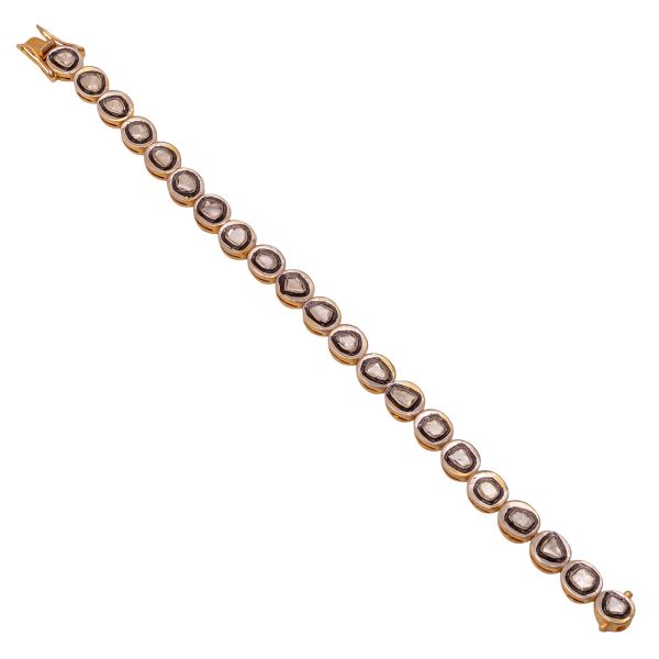  925 Sterling Silver Diamond Bracele -  Rose Cut Polki Diamond,  J-438