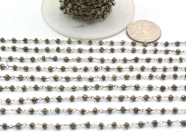 Gorgeous 925 Gold  Sterling Silver Rosary Chain in Roundel Shape - 2mm,Sold By Foot, ROS2-5234 