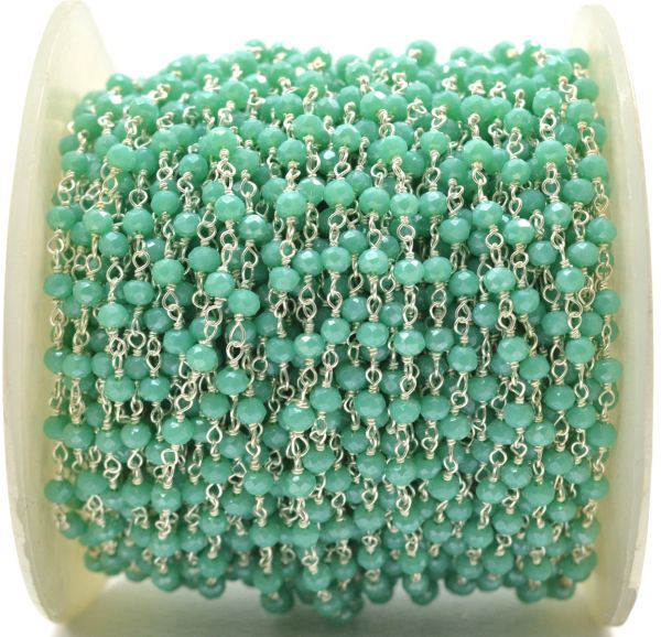 925 Sterling Silver Gold Rosary Chain With 3mm Size - Roundel in Shape,Sold By foot, ROS2-5244 