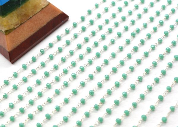 925 Sterling Silver Gold Rosary Chain With 3mm Size - Roundel in Shape,Sold By foot, ROS2-5244 