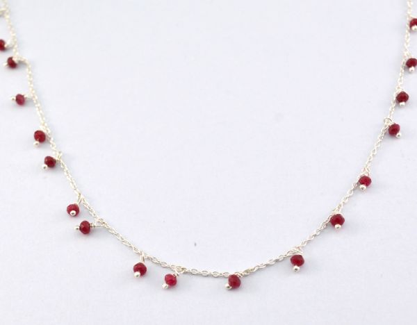  Amazing 925 Sterling Silver Gold Rosary Chain in Round Shape - Ruby Jade(2mm),ROS2-6072 
