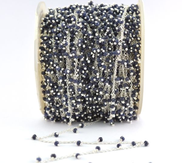 925 Sterling Silver Gold Rosary Chain in Round Shape - 2mm, Sold By foot, ROS2-6096