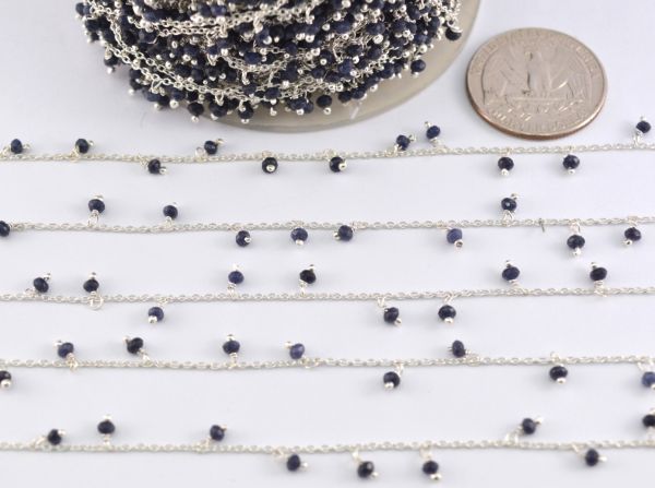 925 Sterling Silver Gold Rosary Chain in Round Shape - 2mm, Sold By foot, ROS2-6096