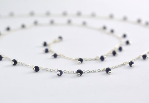 925 Sterling Silver Gold Rosary Chain in Round Shape - 2mm, Sold By foot, ROS2-6096