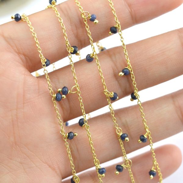 925 Sterling Silver Gold Rosary Chain in Round Shape - 2mm, Sold By foot, ROS2-6096