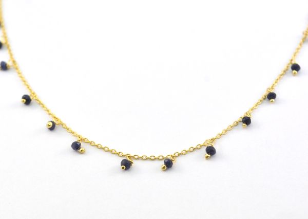 925 Sterling Silver Gold Rosary Chain in Round Shape - 2mm, Sold By foot, ROS2-6096