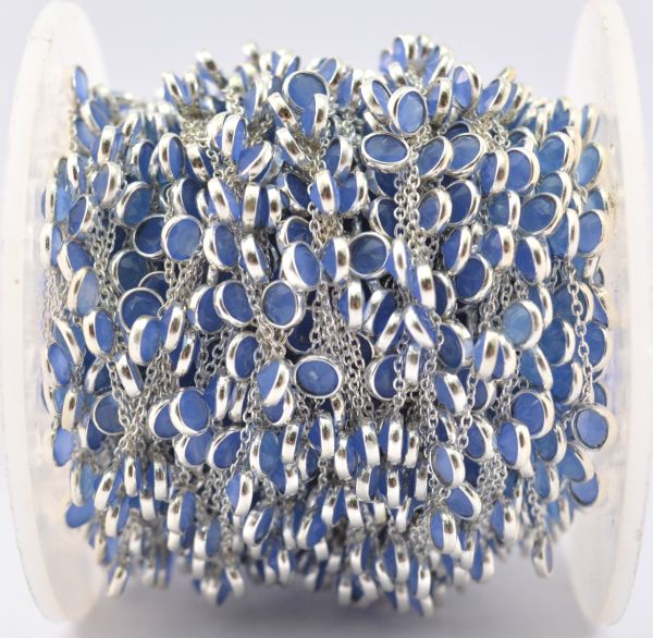 925 Sterling Silver Gold Chain in Chalcedony Stone - 4mm, ROS2-6373 