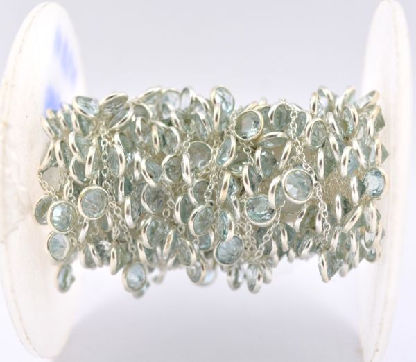 Handmade 925 Sterling Silver Gold Chain - Blue Topaz(3mm), ROS2-6400