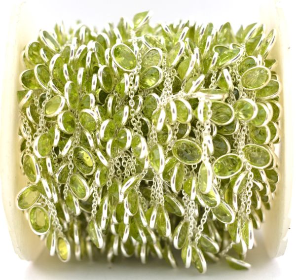 Splendid 925 Sterling Silver Gold Chain in Peridot -6.00x4.00 mm, ROS2-6429 