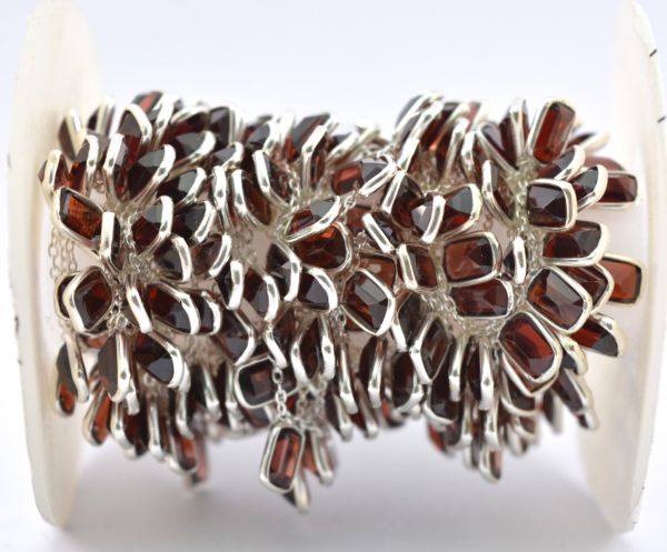 925 Sterling Silver Gold Chain With Garnet -6.00x4.00 mm, ROS2-6443 