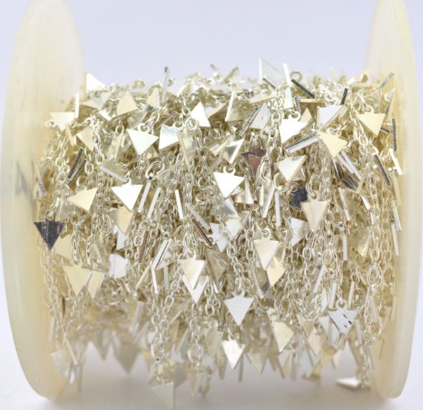 Amazing 925 Sterling Silver Gold Dangling Tag Chain in Triangle Shape, 5.00 x 6.00mm - ROS2-6455 