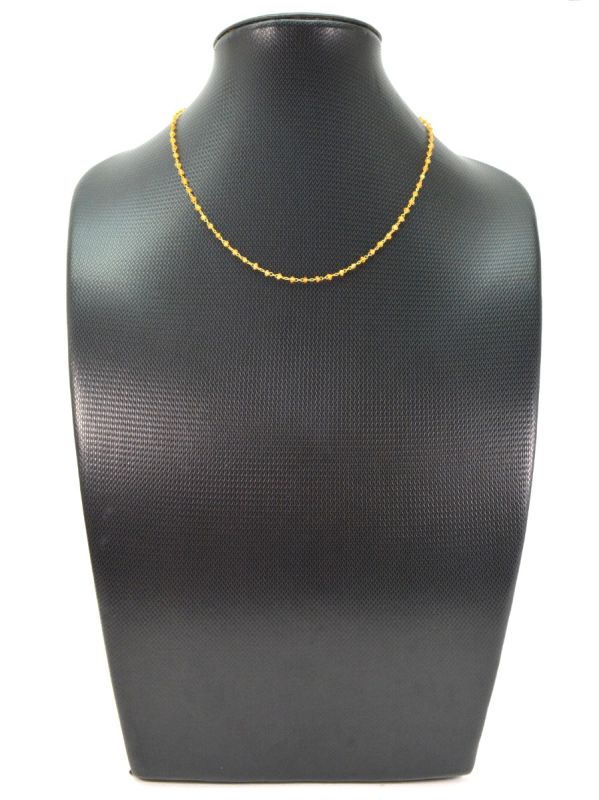  14k Solid Gold Necklace in Roundel Shape With Orange Sapphire Stone ,2MM - SGGRC-140