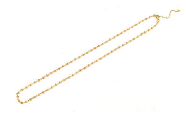  14k Solid Gold Necklace in Roundel Shape With Orange Sapphire Stone ,2MM - SGGRC-140