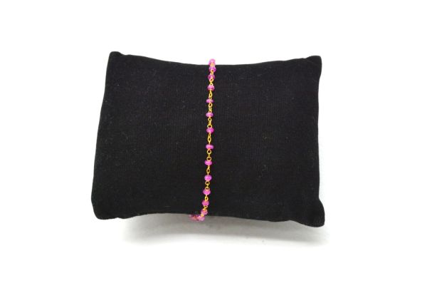  14k Solid yellow Gold Necklace Studded With Pink Sapphire Stone - SGGRC-218