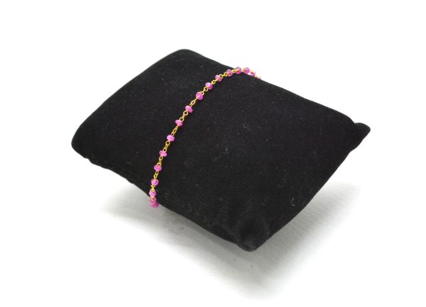  14k Solid yellow Gold Necklace Studded With Pink Sapphire Stone - SGGRC-218
