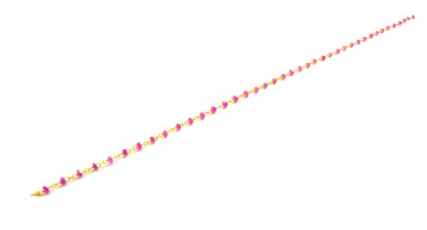  14k Solid yellow Gold Necklace Studded With Pink Sapphire Stone - SGGRC-218