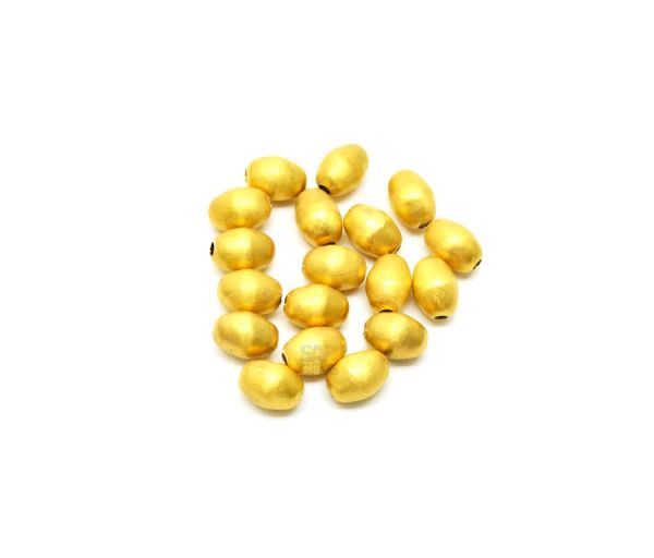 18K Solid Yellow Gold Oval Shape Matt Beads In 8,5x6mm,  SGTAN-0001, Sold By 1 Pcs.