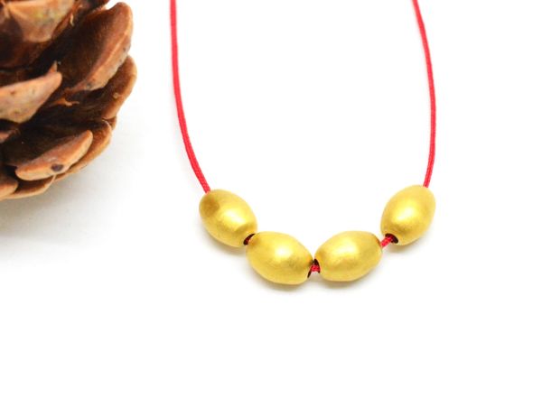 18K Solid Yellow Gold Oval Shape Matt Beads In 8,5x6mm,  SGTAN-0001, Sold By 1 Pcs.