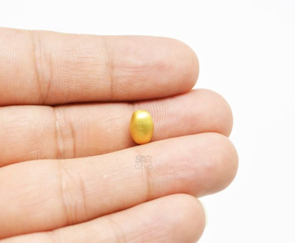 18K Solid Yellow Gold Oval Shape Matt Beads In 8,5x6mm,  SGTAN-0001, Sold By 1 Pcs.