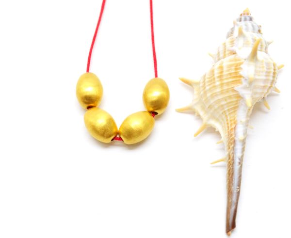 18K Solid Yellow Gold Oval Shape 11X8mm Bead, SGTAN-0005, Sold By 1 Pcs.