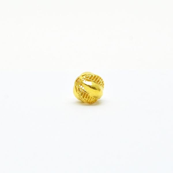 18K Solid Yellow Gold Round Ball Shape Textured Finished 10,50X5,90mm Bead, SGTAN-0067, Sold By 1 Pcs.