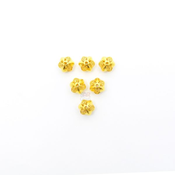 18K Solid Yellow Gold Round Ball Shape Textured Finished 10,50X5,90mm Bead, SGTAN-0067, Sold By 1 Pcs.