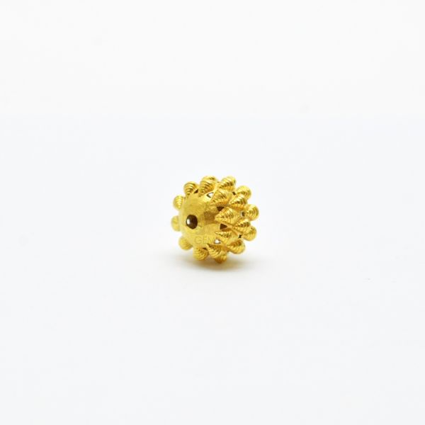 18K Solid Yellow Gold Roundel Shape Textured Finished 11X8,50mm Bead, SGTAN-0091, Sold By 1 Pcs.