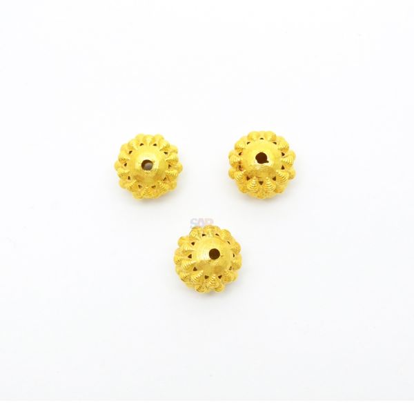 18K Solid Yellow Gold Roundel Shape Textured Finished 11X8,50mm Bead, SGTAN-0091, Sold By 1 Pcs.