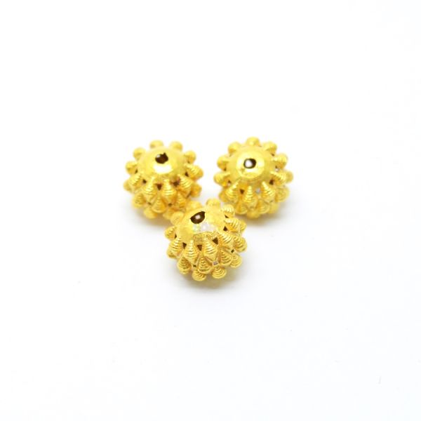 18K Solid Yellow Gold Roundel Shape Textured Finished 11X8,50mm Bead, SGTAN-0091, Sold By 1 Pcs.