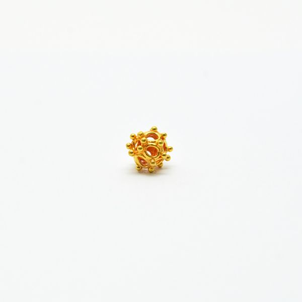 18K Solid Yellow Gold Fancy Roundel  Shape  Textured Finishing  7,5X8 mm Bead, SGTAN-0132, Sold By 1 Pcs.