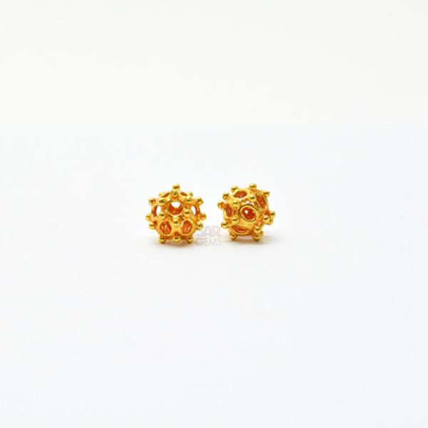 18K Solid Yellow Gold Fancy Roundel  Shape  Textured Finishing  7,5X8 mm Bead, SGTAN-0132, Sold By 1 Pcs.
