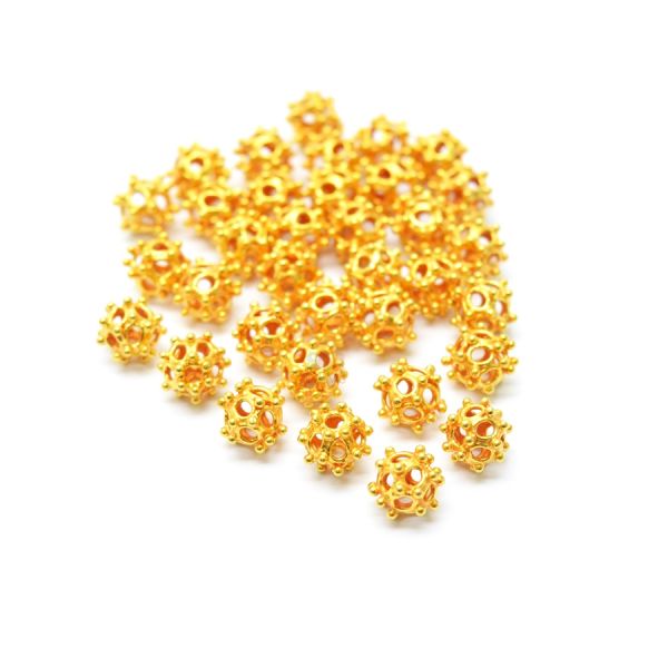 18K Solid Yellow Gold Fancy Roundel  Shape  Textured Finishing  7,5X8 mm Bead, SGTAN-0132, Sold By 1 Pcs.
