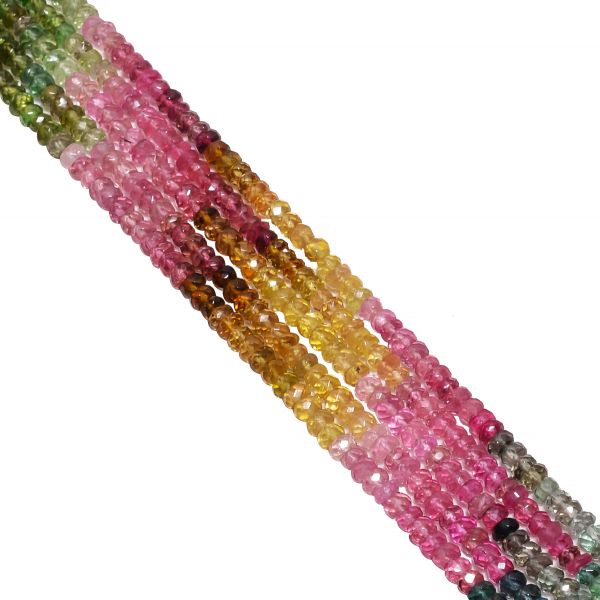 Tourmaline Stone AAA+ Quality Multi Color Beads in 3-3.5mm-Roundel Shape