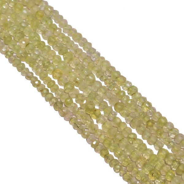 Faceted Roundel Beads Strand - Prehnite Beads (3.6-4mm)