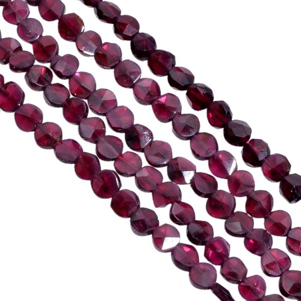 Garnet Faceted Beaded Beads-  5.5mm size( Coin Shape )