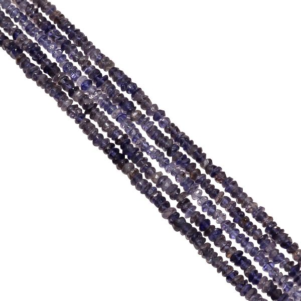 Iolite 5mm Faceted (Hand Cut) Roundel Beads Strand, Iolite Faceted Roundel Beads, Semi Precious Stone Beads