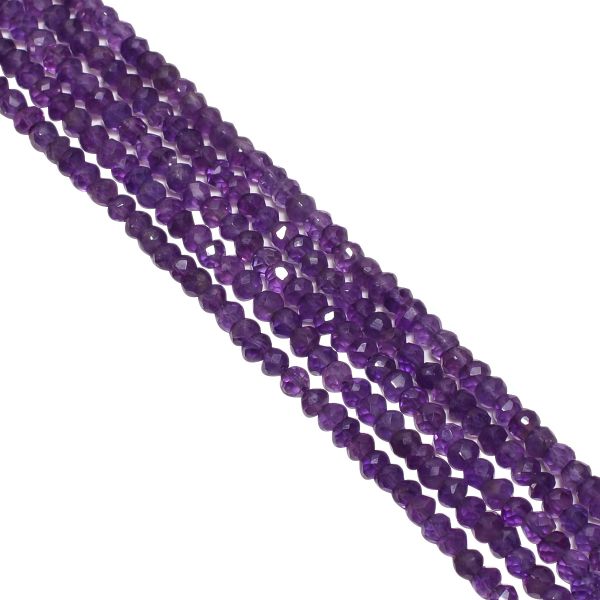 Dark Amethyst Faceted Beads - African Amethyst 3.5mm in Roundel Shape