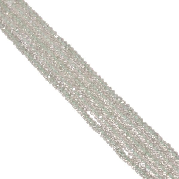 Green Amethyst 3.5-4mm Faceted Roundel Beads Strand, Green Amethyst Faceted Roundel Beads, Green Amethyst Beads