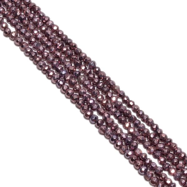 Pyrite Fine Faceted Dark Pink Coated Beads,3.5-4mm Size in Roundel Shape