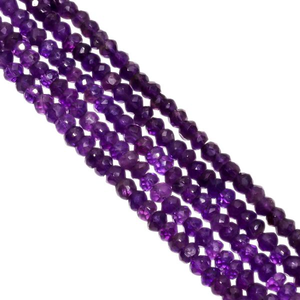 Amethyst Faceted Beads Strand in Roundel Shape with Size 4.5mm