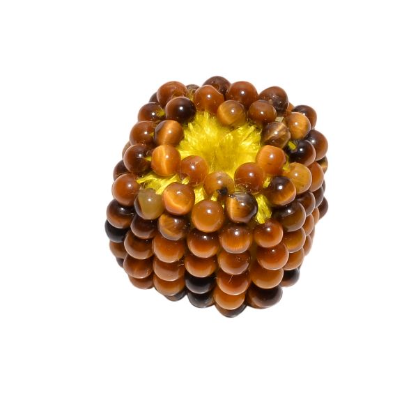 Tiger Eye Beaded Beads-18x16mm in Round Oval Shape (Sold By One Pcs)