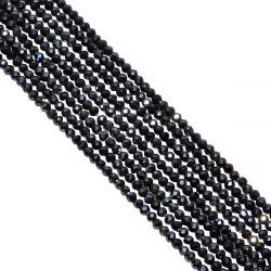 Black Spinel Stone Micro Faceted Coated Beads,Round Shape (2.4mm)