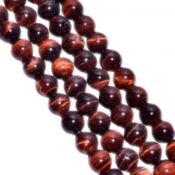 Red Tiger Eye Plain Stone Beads Round Ball Shape -14 mm Size