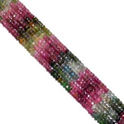 Tourmaline Faceted Beads-Multi Color Stone in Roundel Shape (4-5mm)