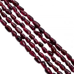 Garnet Plain Beaded Drop Shape Straight Drilled Beads (6.5x4mm)