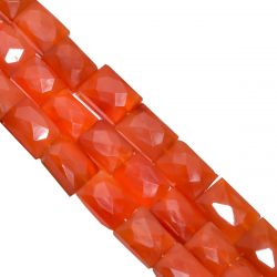 Carnelian 15x10-16x12mm Faceted Rectangle Beads Strand, Semi Precious Stone Beads, Carnelian Stone